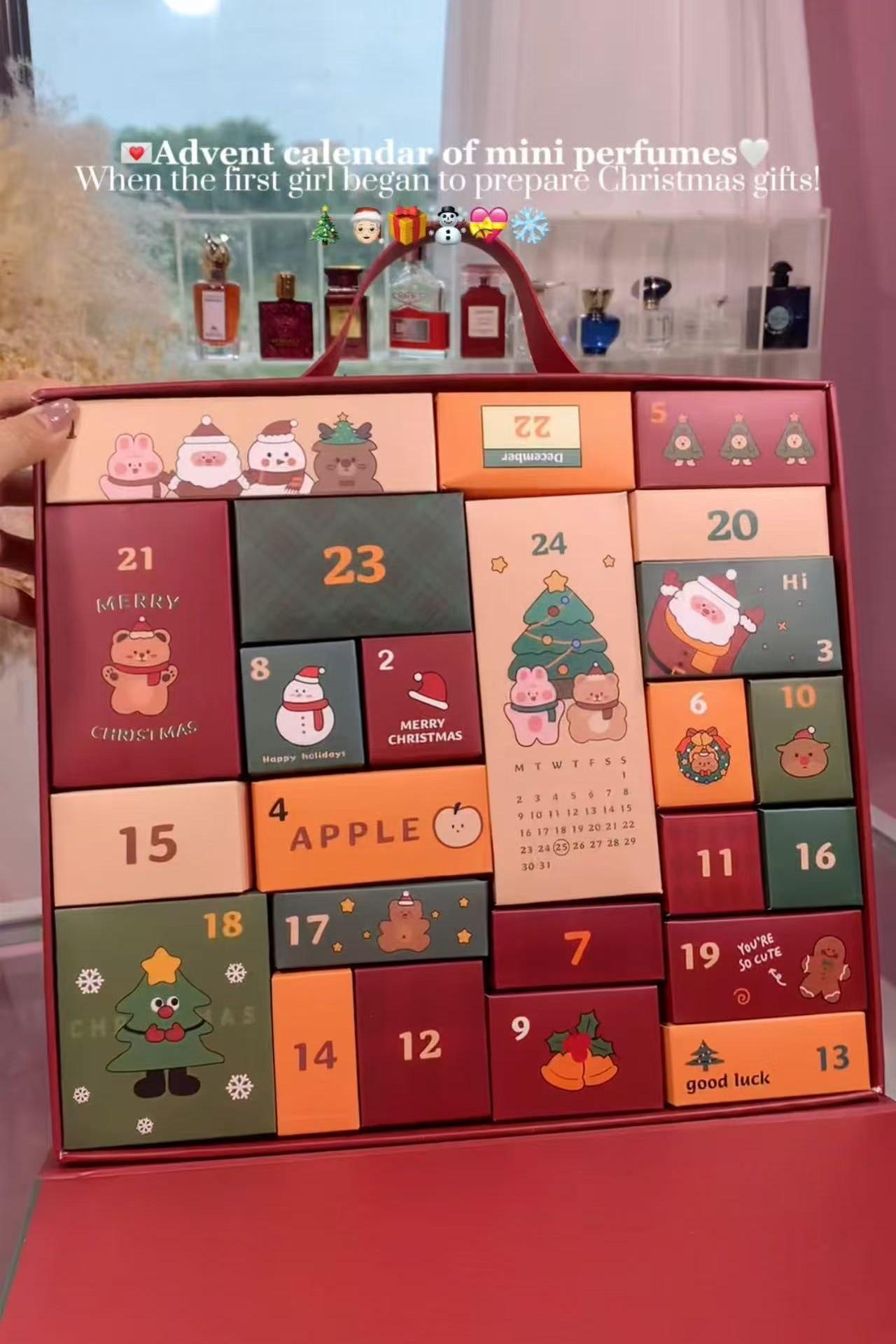 Red Christmas Advent Calendar Box