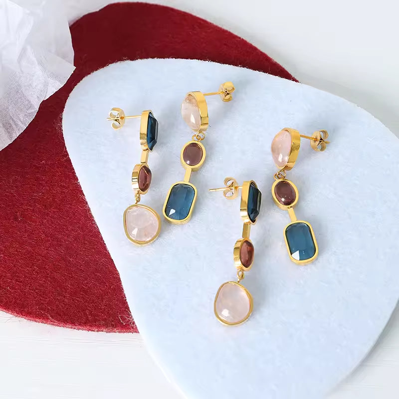 Crystal and Gemstone Dangle Earrings