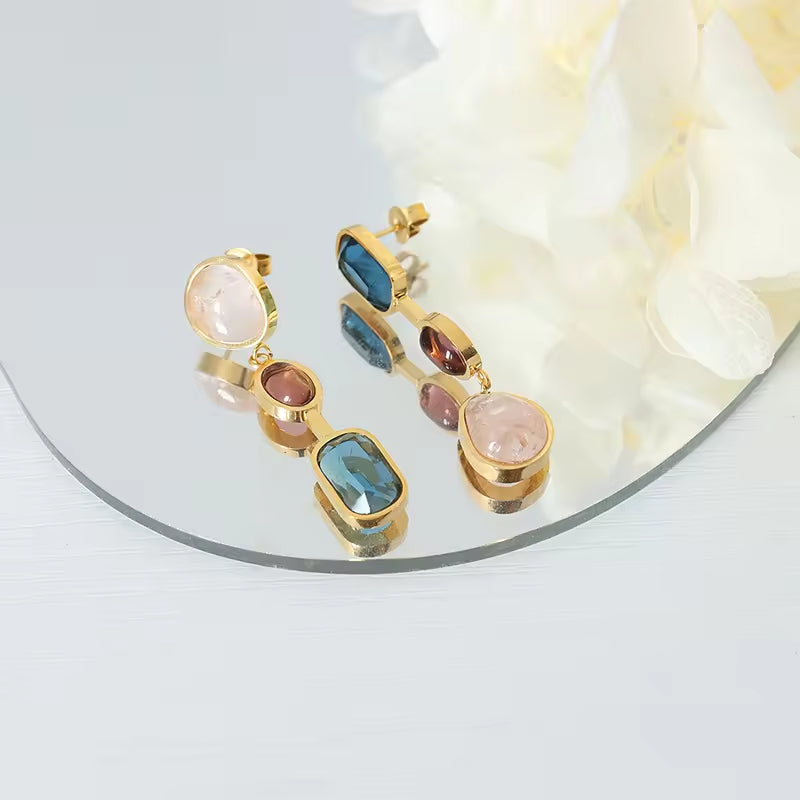 Crystal and Gemstone Dangle Earrings